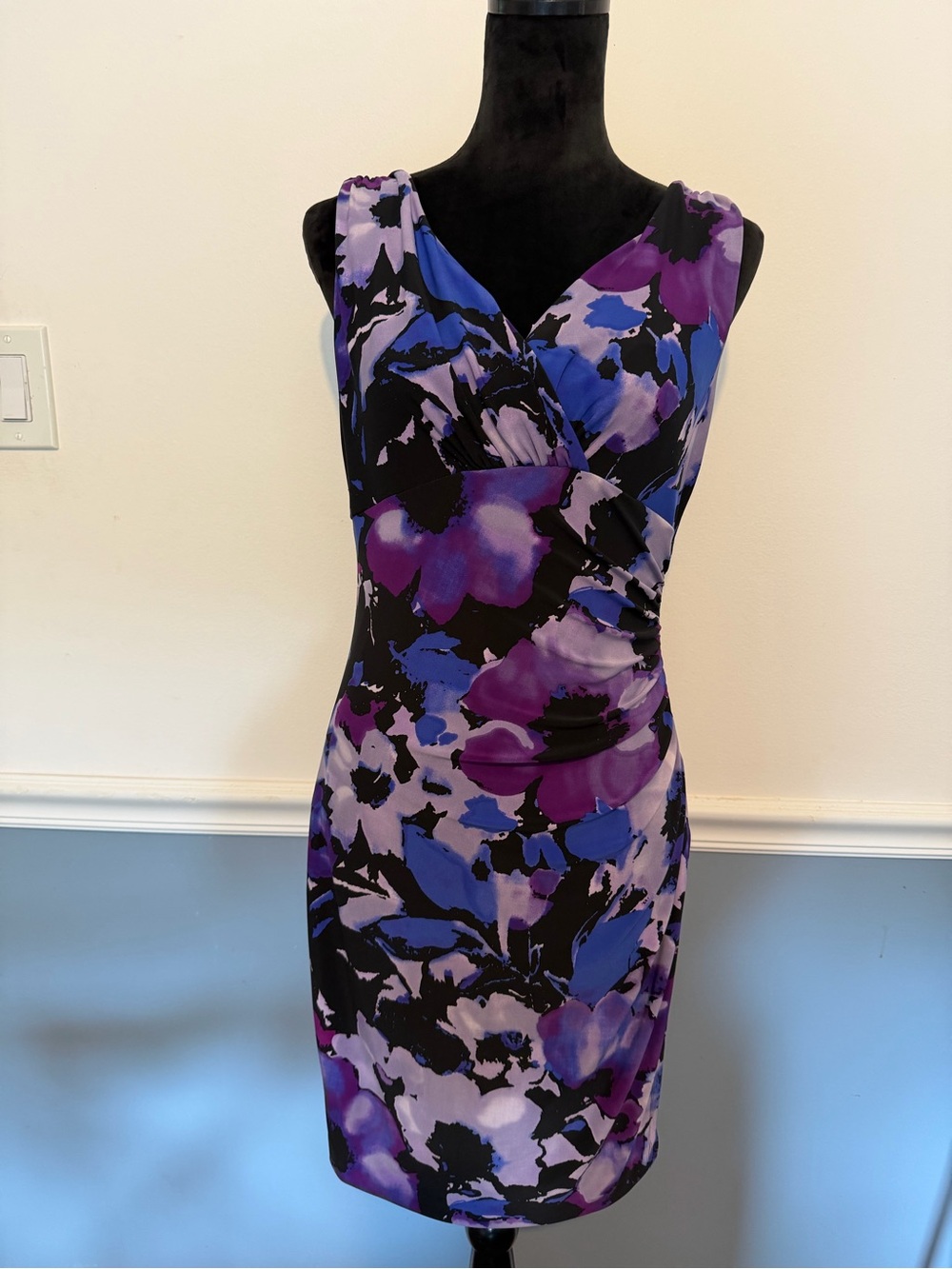 Ralph Lauren Purple and Blue Floral Sheath Dress